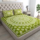 Jaipuri Sanganeri 100% Cotton Bedsheet – Queen Size (90×100 Inches) - Green