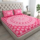 Jaipuri Sanganeri 100% Cotton Bedsheet – Queen Size (90×100 Inches) - Pink